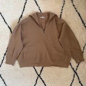 Madewell Wool Half-Zip Sweater With Collar, Pockets Size XL